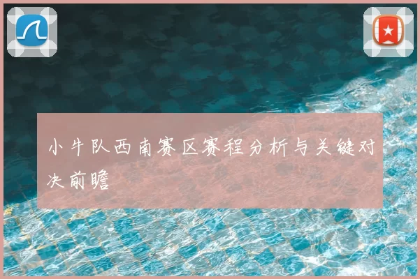 小牛队西南赛区赛程分析与关键对决前瞻